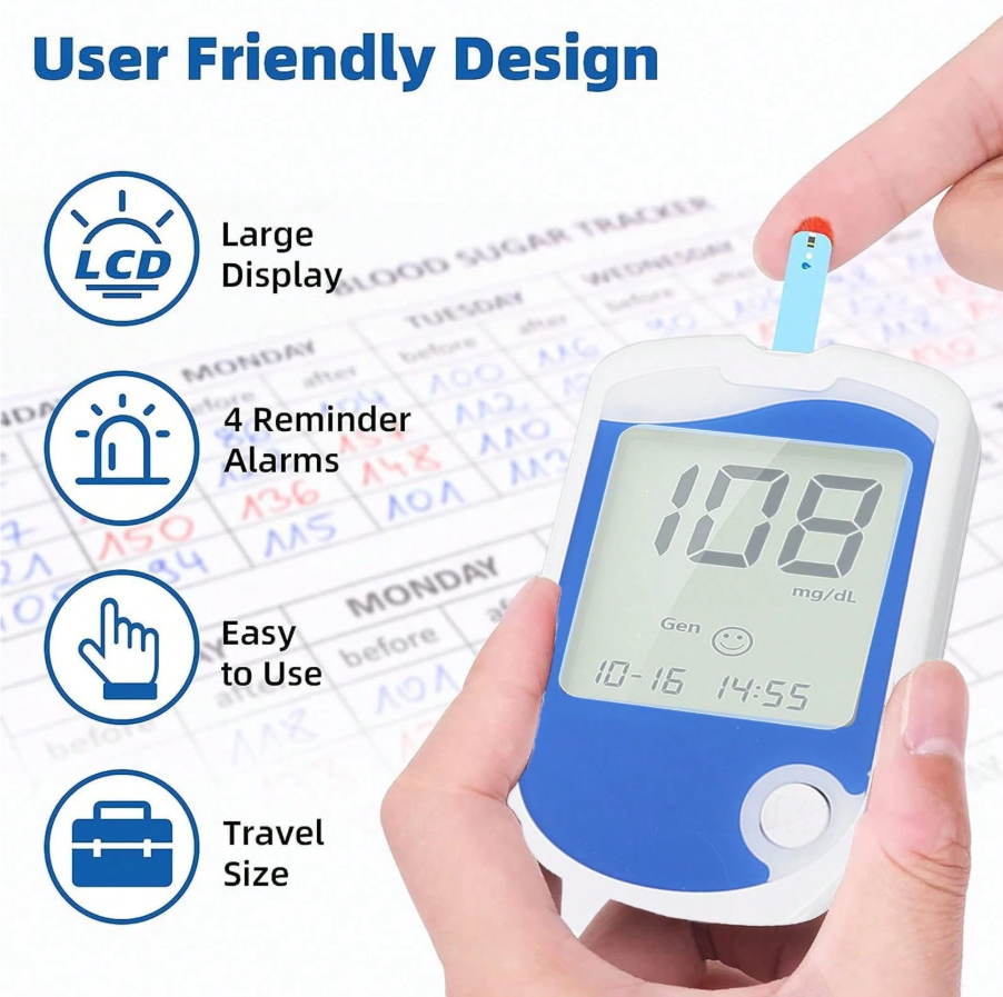 🚨Hot Offer: 50% OFF🚨Blood Glucose Monitor Kit with Large Display – 50 Test Strips